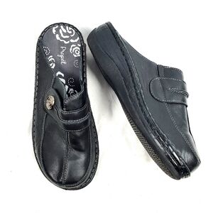 Propet Jana Clogs Black Leather Shoe 10EE